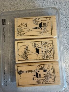 Stampin' Up! Country Pleasures Wooden Stamp Trio - Black and Natural